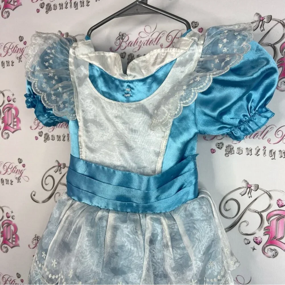 Disney Alice in wonderland costume dress teacups Blue and White Kids Costume - Picture 2 of 13